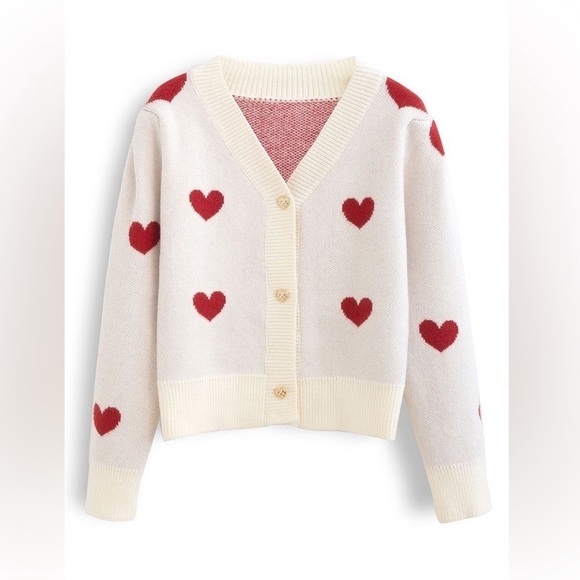 Chicwish Sweaters - Cute red heart cardigan NWT Valentine’s Day